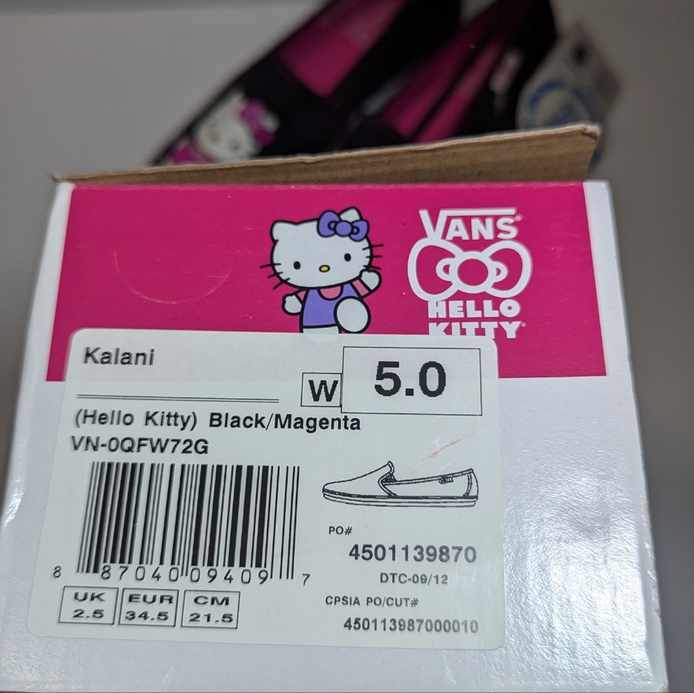 Vans Kalani (Hello Kitty) Black/Magenta Slip - on Sneakers Women's Size 5 - Picture 9 of 9